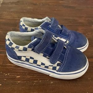 Vans Toddler Blue Check Velcro Sneakers 8T